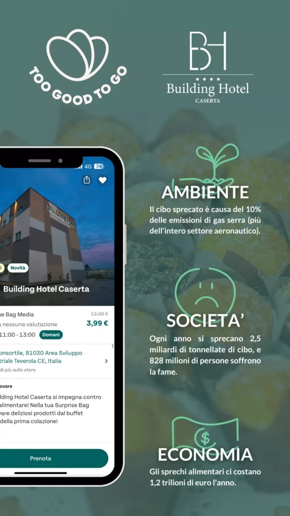 Il Building Hotel Caserta e la Piattaforma "Too Good Too Goo" insieme per combattere lo spreco alimentare.